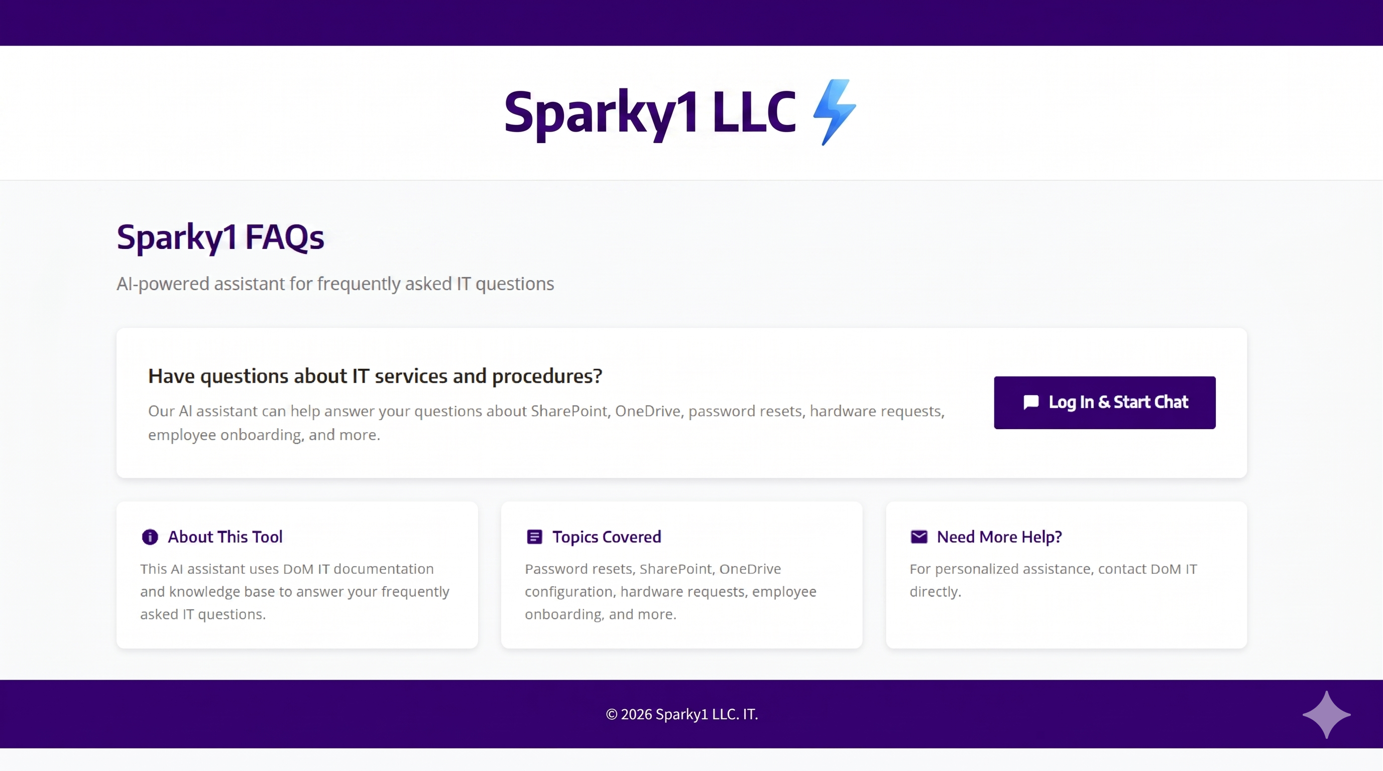 Internal AI Platform Landing Page